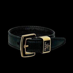 Prada Bracelet Black Gold Leather
